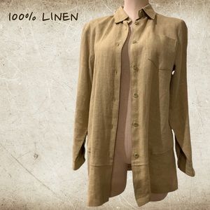 100% Linen Shirt Button Front By Benard Holtzman